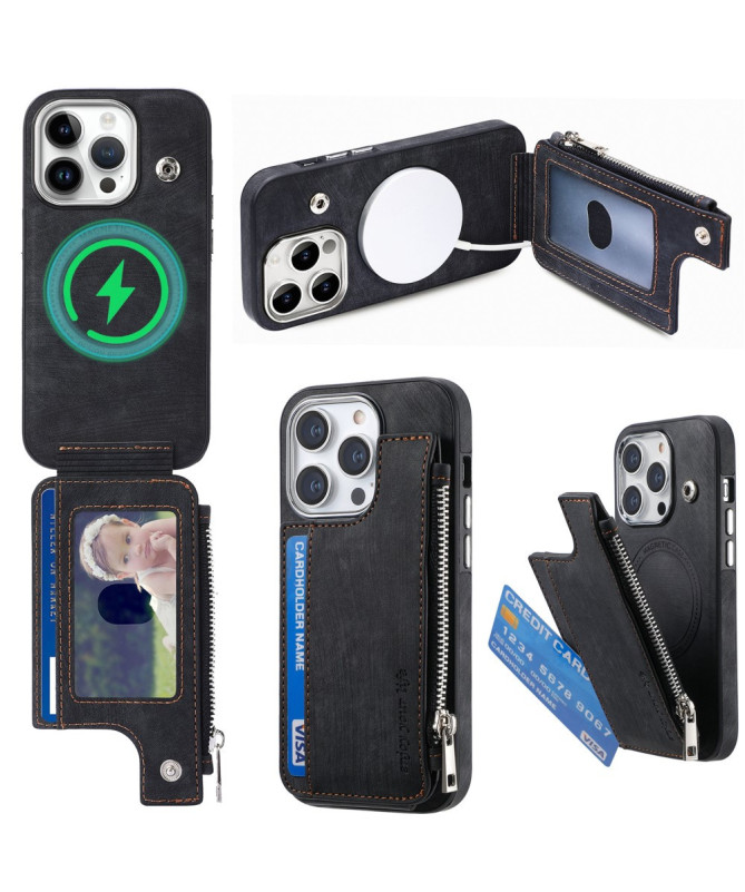 Coque iPhone 13 Pro Max Portefeuille Magnétique Zippé