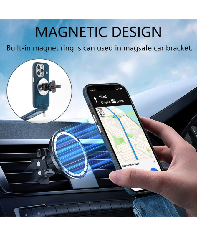 Coque iPhone 13 Pro Max Portefeuille Magnétique Zippé