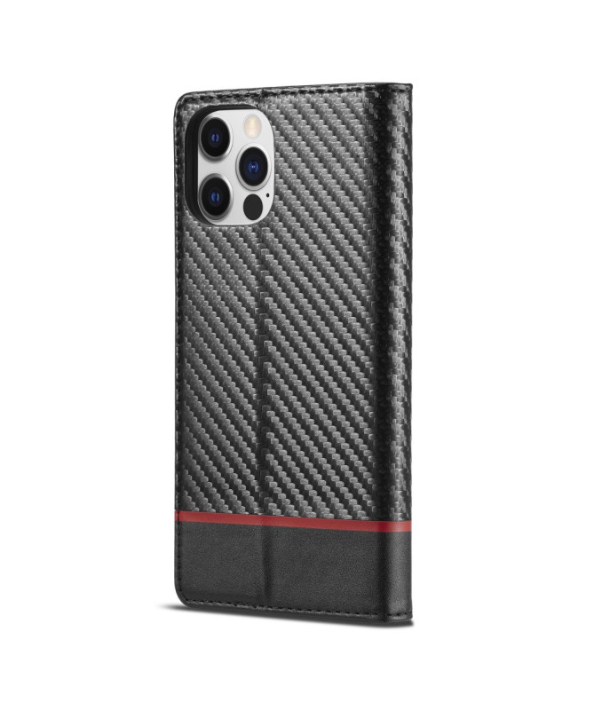Flip cover iPhone 13 Pro Max fibre de carbone Horizontal Stripe