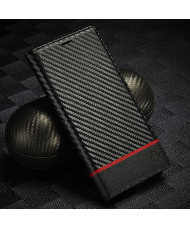 Flip cover iPhone 13 Pro Max fibre de carbone Horizontal Stripe