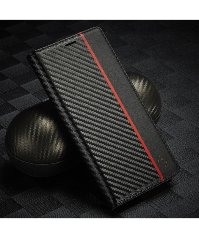 Flip cover iPhone 13 Pro Max fibre de carbone Vertical Stripe