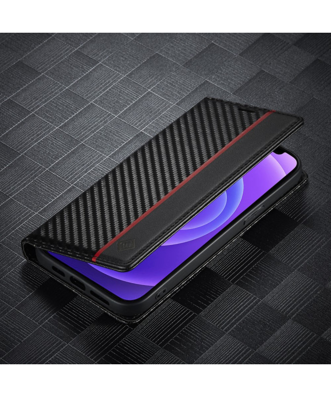 Flip cover iPhone 13 Pro Max fibre de carbone Vertical Stripe