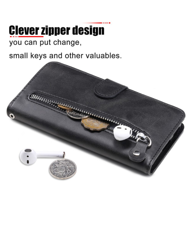 Housse iPhone 13 Pro Max Zipper Pocket effet cuir