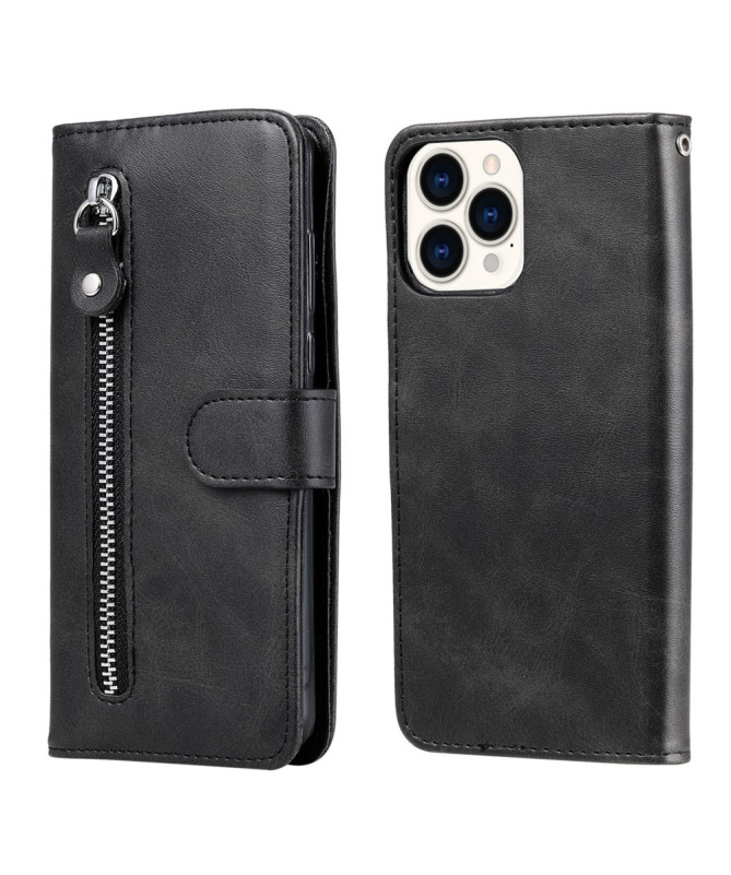 Housse iPhone 13 Pro Max Zipper Pocket effet cuir