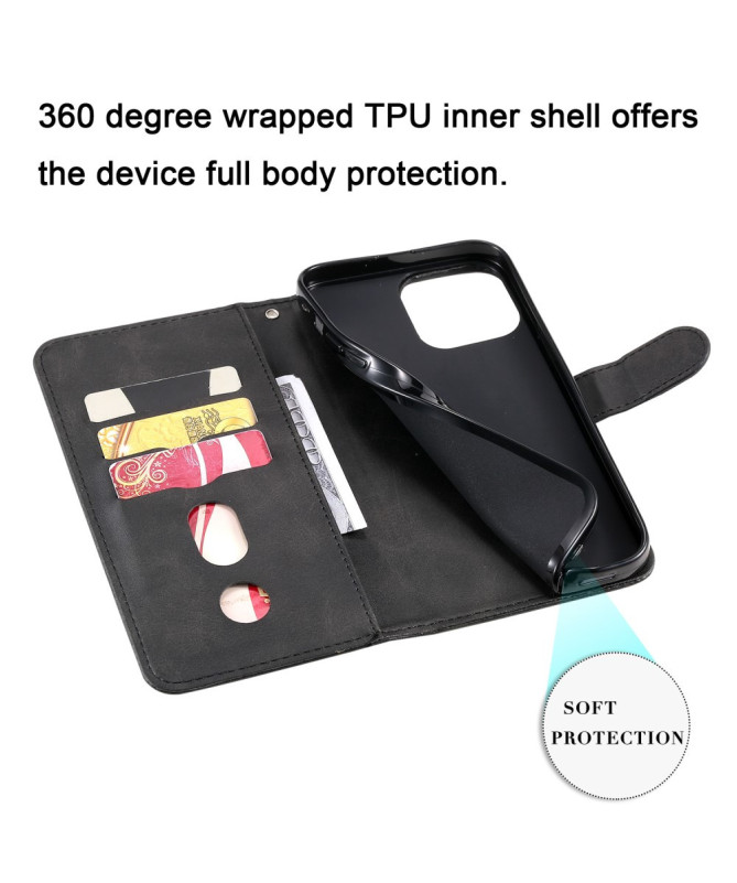 Housse iPhone 13 Pro Max Zipper Pocket effet cuir