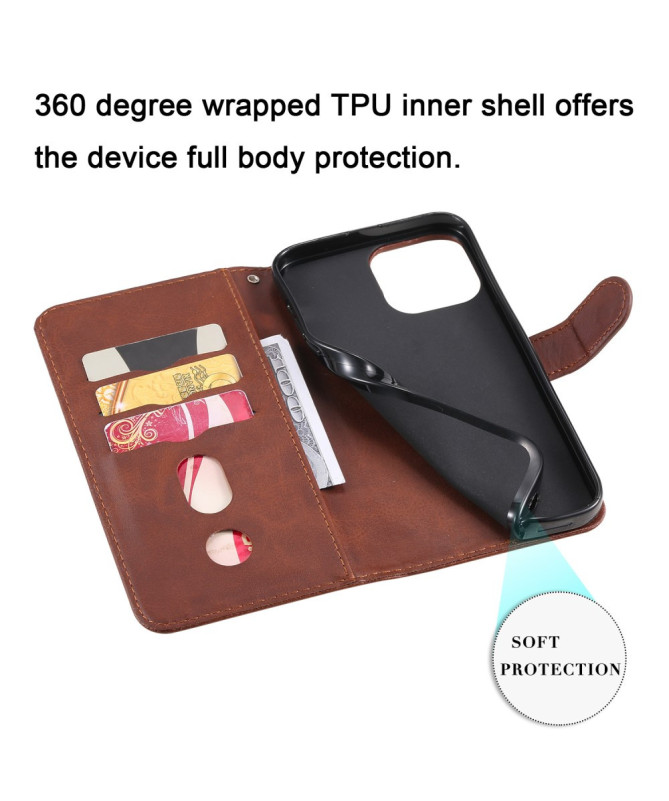 Housse iPhone 13 Pro Max Zipper Pocket effet cuir