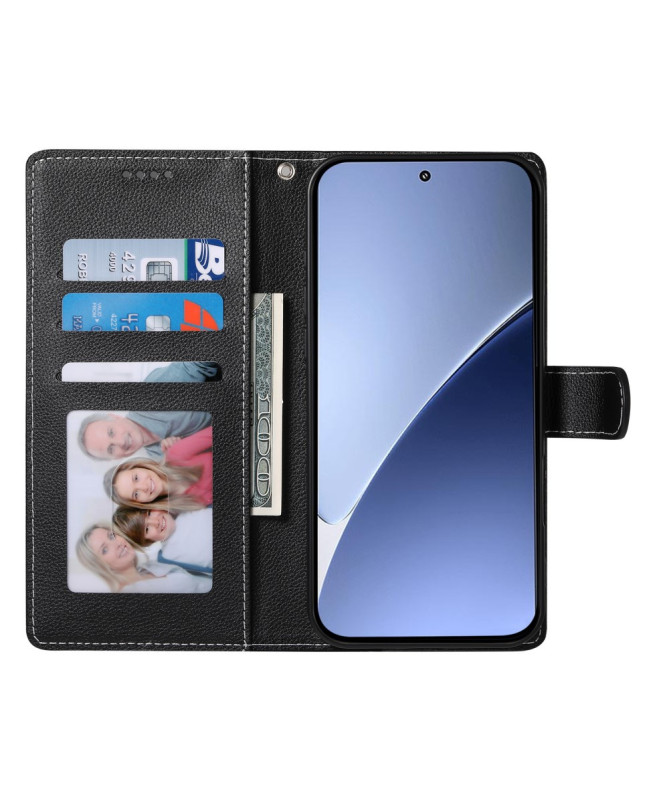 Etui Xiaomi 15 Portefeuille Texture Litchi