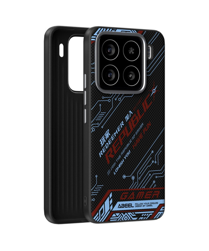 Coque Xiaomi 15 ABEEL Design Circuit Bleu et Rouge