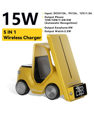 Chargeur Sans Fil 15W Design Chariot Élévateur Jaune - photo 7
