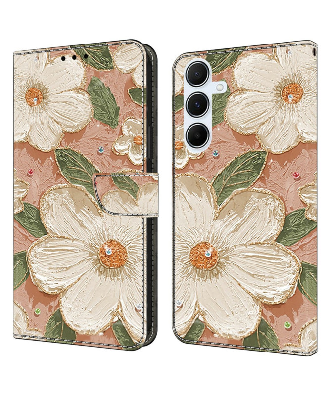 Vintage | Housse Samsung Galaxy A56 5G Wallet Fleurie