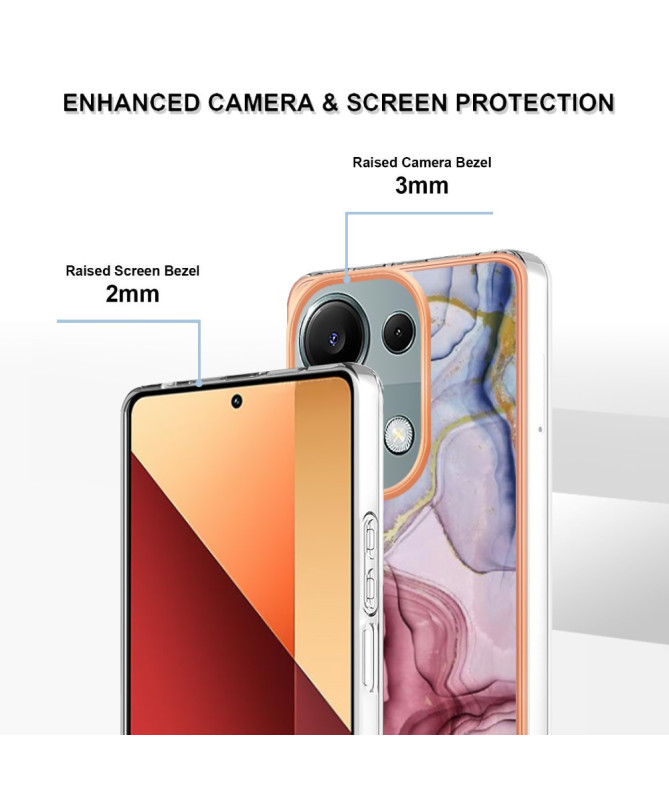 Coque Xiaomi Redmi Note 13 Pro 4G / Poco M6 Pro 4G Marbre Violet et Or