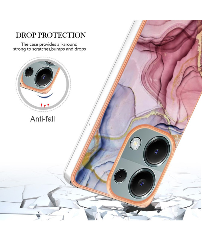 Coque Xiaomi Redmi Note 13 Pro 4G / Poco M6 Pro 4G Marbre Violet et Or