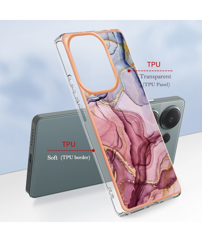 Coque Xiaomi Redmi Note 13 Pro 4G / Poco M6 Pro 4G Marbre Violet et Or