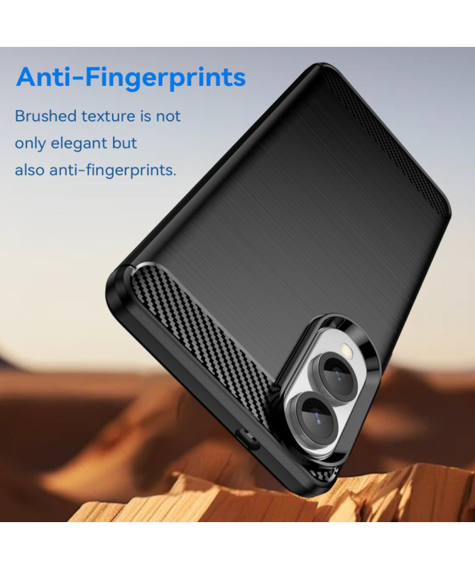 Coque Samsung Galaxy S25 Edge Effet Brossé avec Texture Carbone