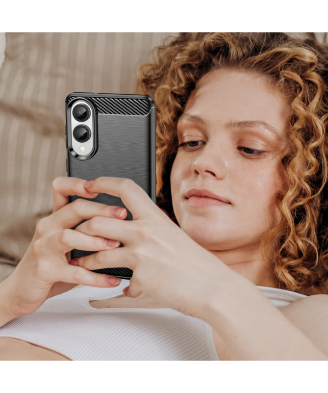 Coque Samsung Galaxy S25 Edge Effet Brossé avec Texture Carbone