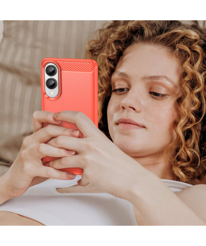 Coque Samsung Galaxy S25 Edge Effet Brossé avec Texture Carbone