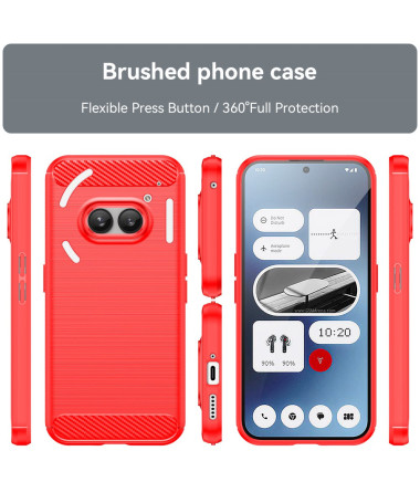 Coque Nothing Phone (2a) Plus / Phone (2a) Effet Brossé avec Texture Carbone Rouge - photo 7