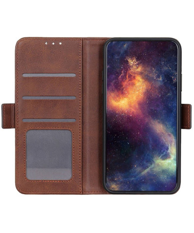 Étui iPhone 16 portefeuille revêtement simili cuir mat Marron - photo 10