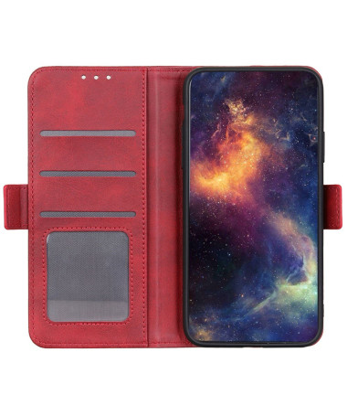 Étui iPhone 16 portefeuille revêtement simili cuir mat Rouge - photo 17