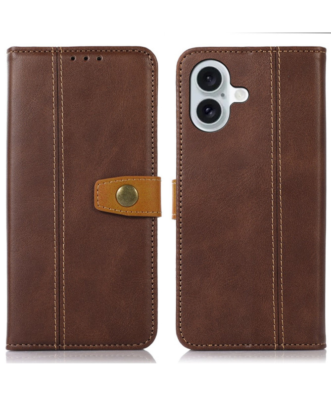 Housse iPhone 16 Premium simili cuir avec coutures