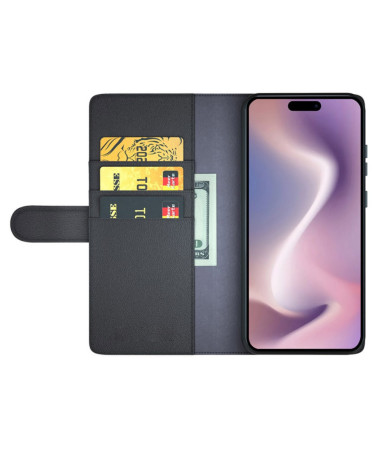 Étui iPhone 16 portefeuille en cuir premium Noir - photo 8