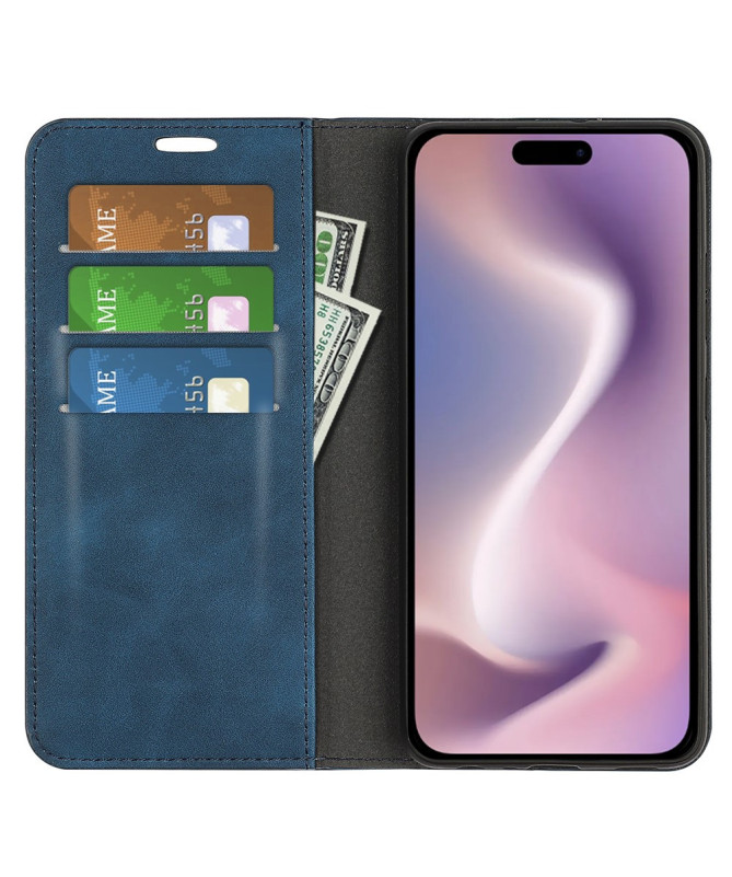Étui iPhone 16 simili cuir fonction stand