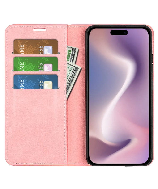 Étui iPhone 16 simili cuir fonction stand