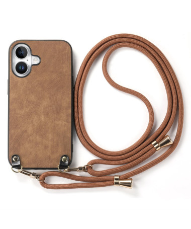 Coque iPhone 16 avec Cordon | CORDOLUX Marron - photo 2