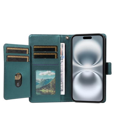 Housse iPhone 16 Portefeuille Nomade à Lanière Vert foncé - photo 2