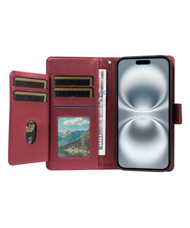 Housse iPhone 16 Portefeuille Nomade à Lanière Vin Rouge - photo 24