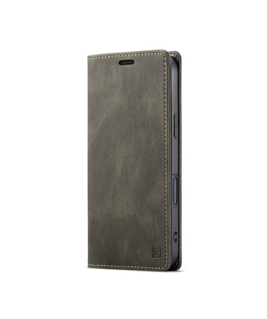 Housse iPhone 16 AUTSPACE Simili Cuir Gris Foncé - photo 6