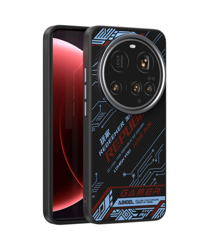 Coque Xiaomi 15 Ultra ABEEL Design Circuit Bleu et Rouge