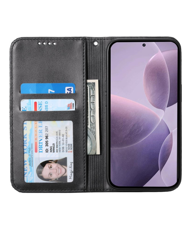 Housse Xiaomi 15 Ultra Rabat Design Géométrique à Lanière