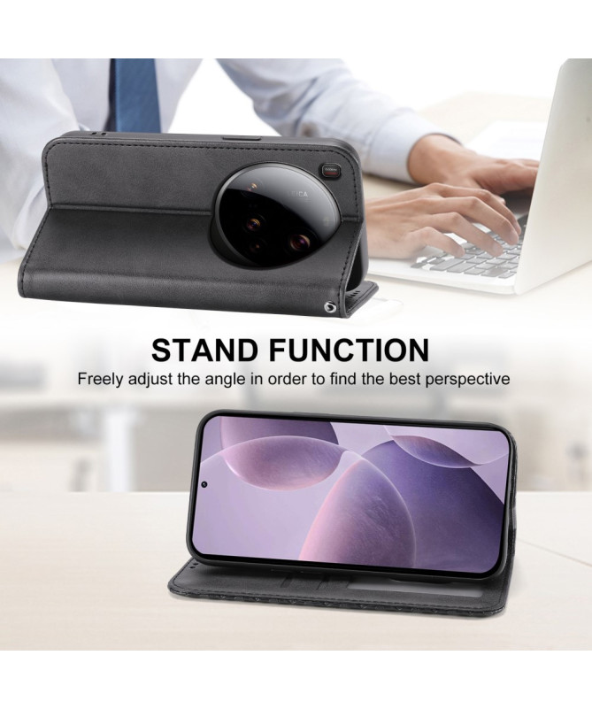 Housse Xiaomi 15 Ultra Rabat Design Géométrique à Lanière