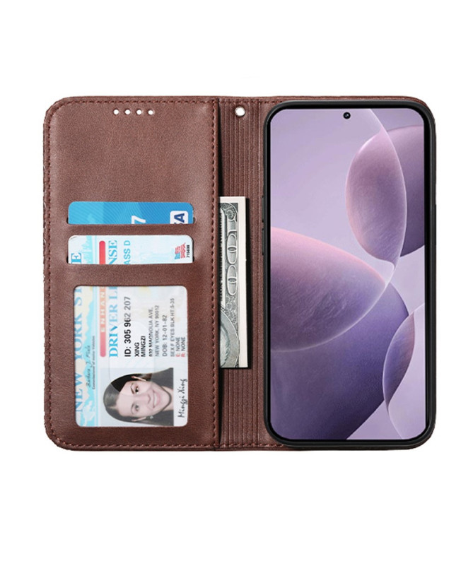 Housse Xiaomi 15 Ultra Rabat Design Géométrique à Lanière