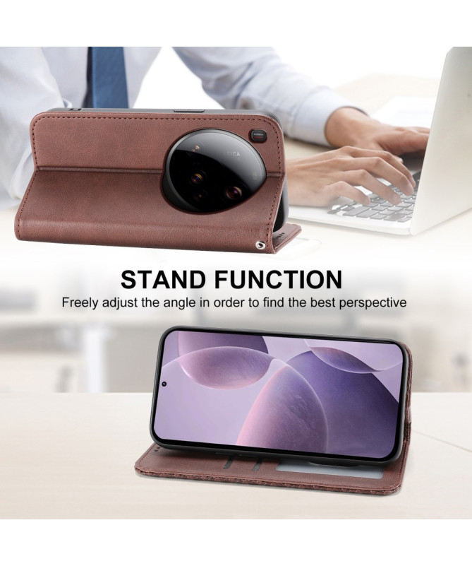 Housse Xiaomi 15 Ultra Rabat Design Géométrique à Lanière