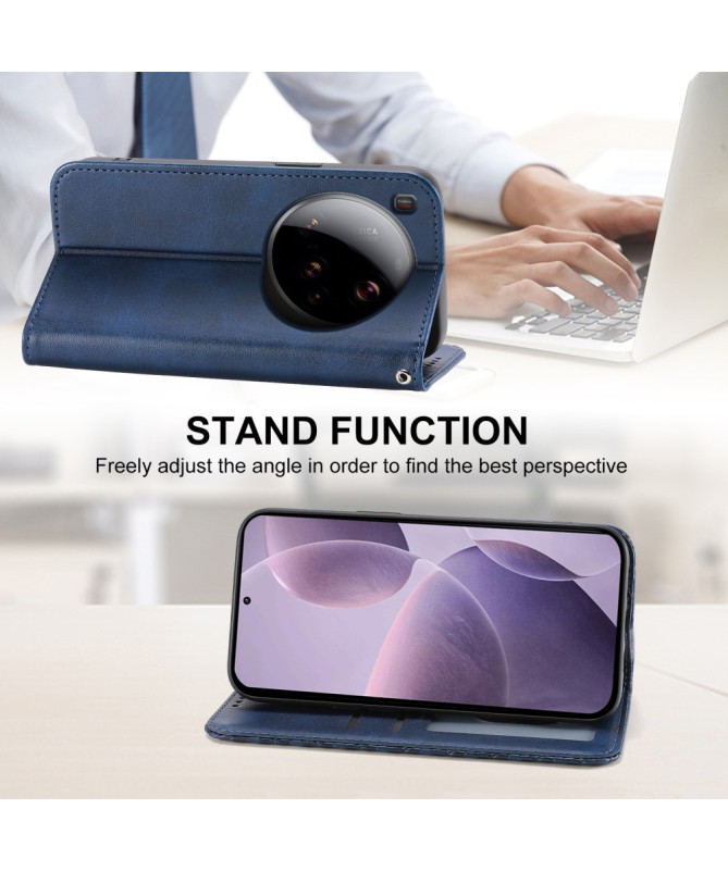 Housse Xiaomi 15 Ultra Rabat Design Géométrique à Lanière