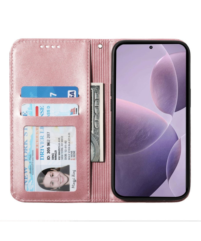 Housse Xiaomi 15 Ultra Rabat Design Géométrique à Lanière