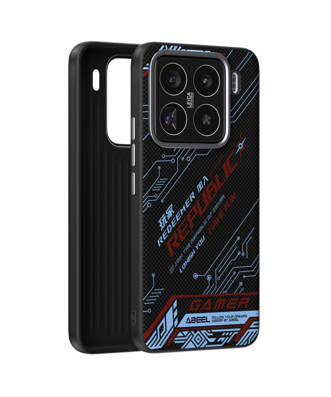 Coque Xiaomi 15 Pro ABEEL Design Circuit Bleu et Rouge