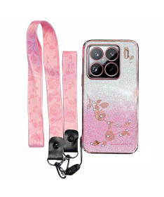 Coque Xiaomi 15 Pro Fleurs et Paillettes avec Cordons