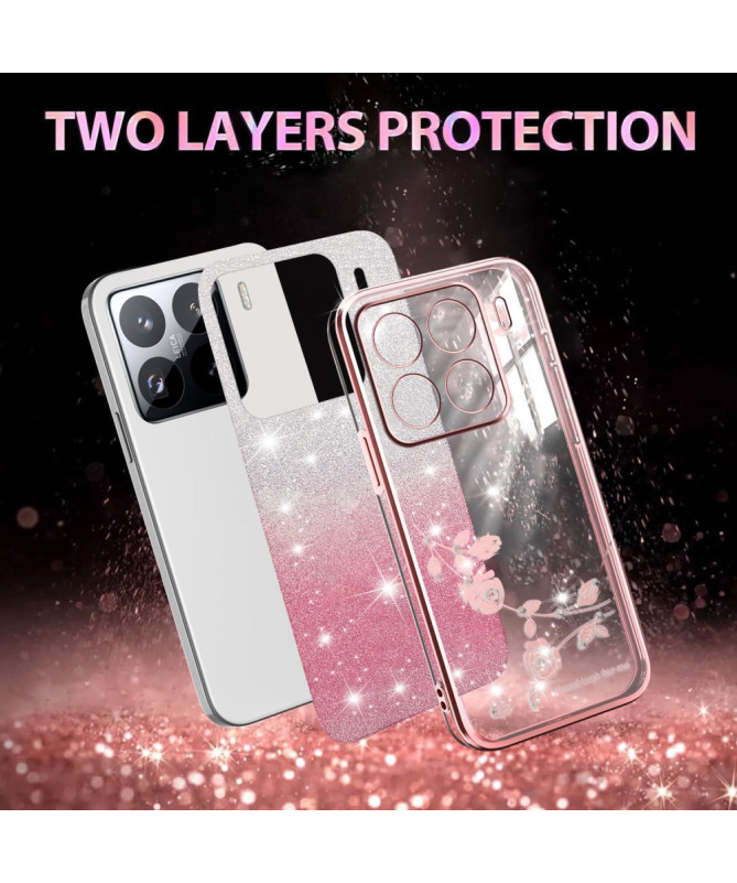 Coque Xiaomi 15 Pro Fleurs et Paillettes