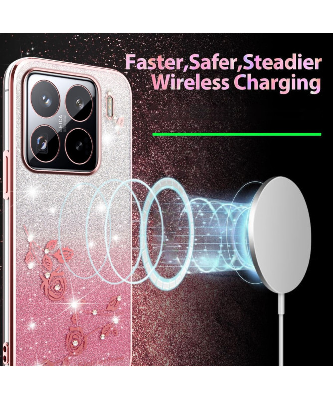 Coque Xiaomi 15 Pro Fleurs et Paillettes