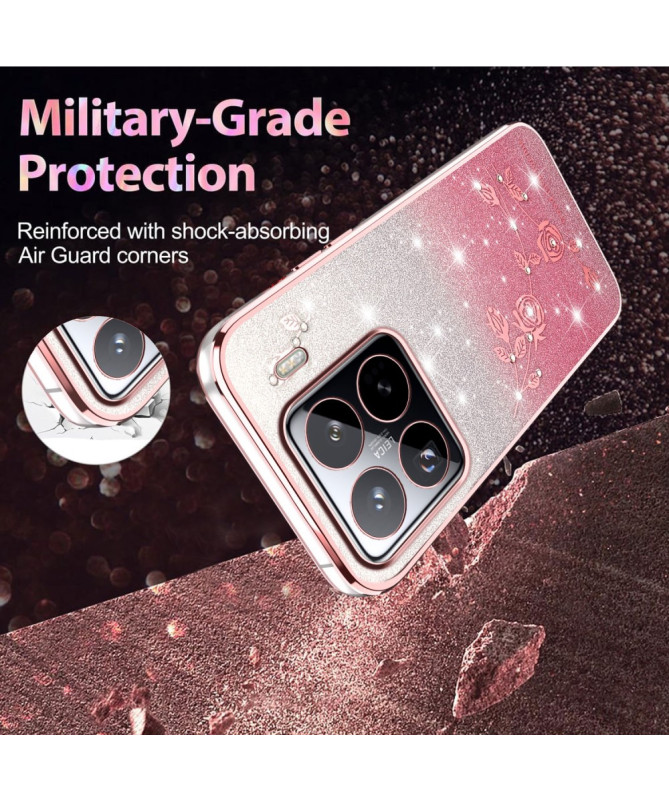Coque Xiaomi 15 Pro Fleurs et Paillettes