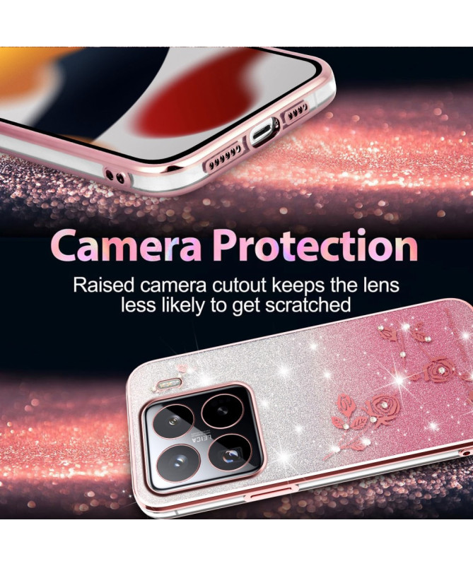 Coque Xiaomi 15 Pro Fleurs et Paillettes