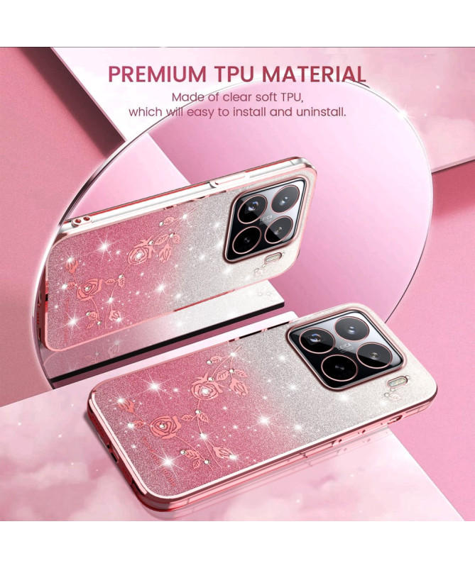 Coque Xiaomi 15 Pro Fleurs et Paillettes