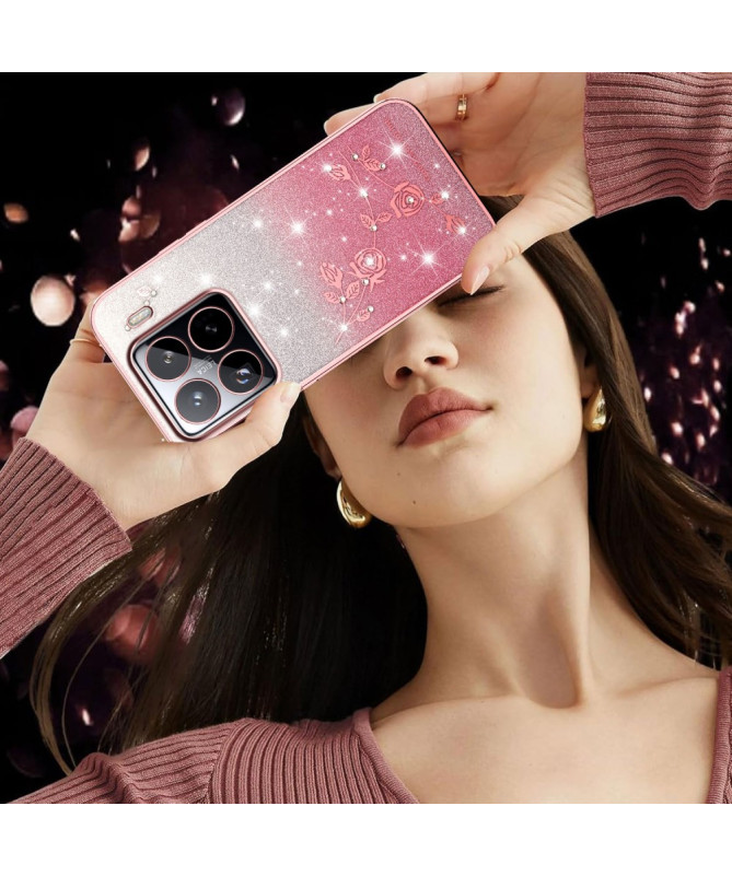 Coque Xiaomi 15 Pro Fleurs et Paillettes