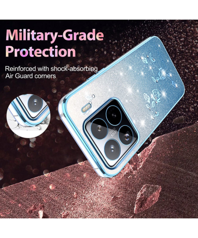 Coque Xiaomi 15 Pro Fleurs et Paillettes