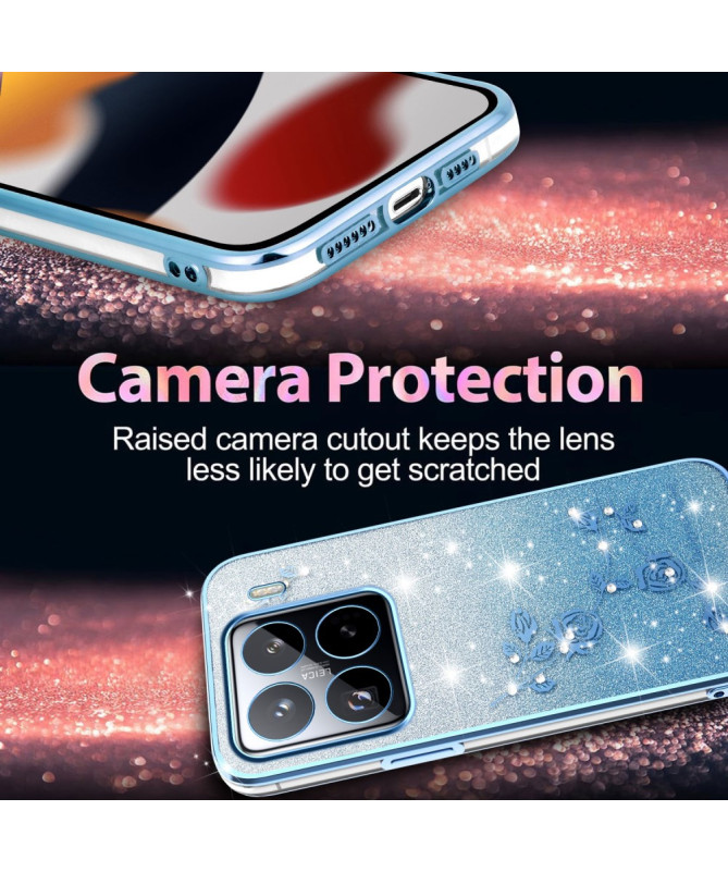 Coque Xiaomi 15 Pro Fleurs et Paillettes