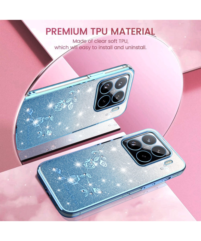 Coque Xiaomi 15 Pro Fleurs et Paillettes