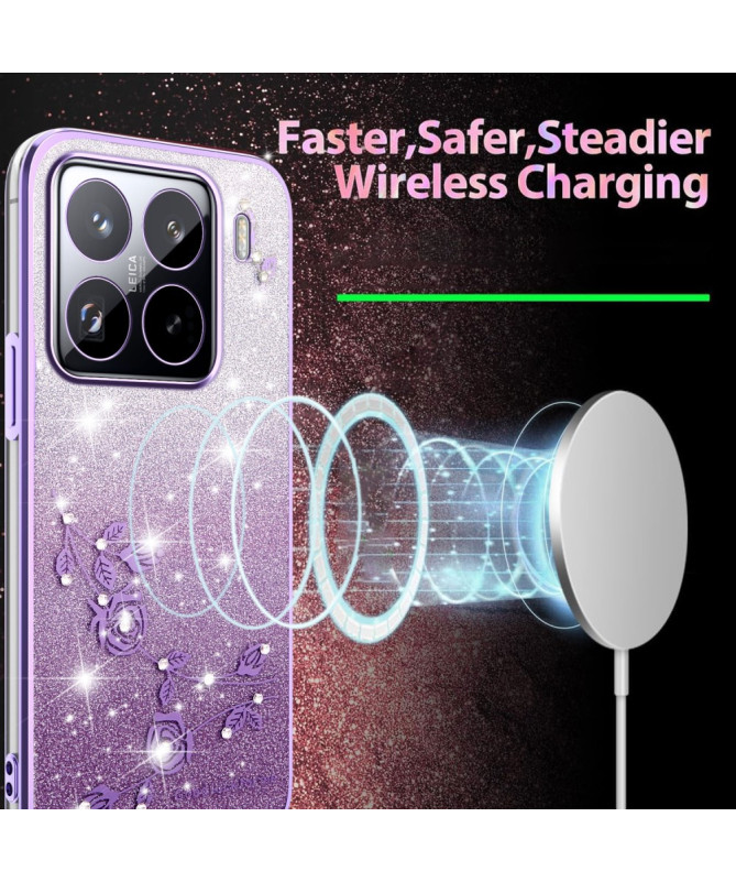 Coque Xiaomi 15 Pro Fleurs et Paillettes